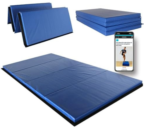 MOZURU Multifunktionell hopfällbar madrass (Gymnastik, Yoga, Aerobics, Övningar, Barn 240 cm lång x 120 cm bred x 5 cm tjock, robust, Halkskydd