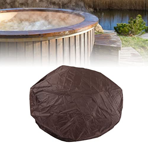 Couverture Extérieure de Bain à Remous, Couvertures Anti Poussière pour Meubles Couverture de Baignoire Ronde Couverture de Piscine Résistante Couvertures de Meubles de Spa Extérieur (210 x 30cm-Café)