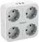 TESSAN Ladron Enchufes Plano con USB C, Enchufe Multiple 4 Schuko con 3 USB, Cargador Multiple 4000W, 7 en 1 Ladron con Interruptor, Regleta Pared para Oficina, Cocina, Gris