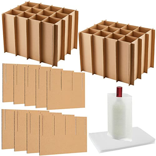 Lot de 3 boîtes de déménagement pour cuisine, vaisselle, verrerie, emballage, expédition, rangement avec séparateurs en carton ondulé, pochettes en mousse pour 45,7 x 35,6 x 30,5 cm, boîte non incluse