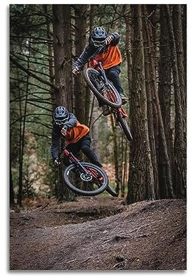 YBHF Sport Mountainbike Downhill Poster Wandkunstdruck Retro Ästhetische Raumdekoration Bürodekorationen 50 x 75 cm ungerahmt