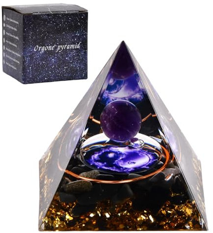 volumoon Piramide di Ametista, Piramide Chakra Cristallo, Cristalloterapia Pietre, Piramide Energia Positiva, Cristallo Piramide Ornamento per Chakra Meditazione Yoga, Decorazione da Scrivania (B)