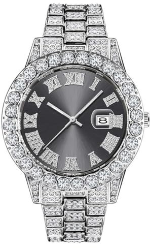 SENRUD Unisex-Armbanduhr mit Kristallen, modische Diamant-Armbanduhr, für Herren und Damen, luxuriöses Diamant-Armband, Schwarz