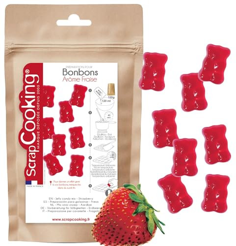 ScrapCooking - Préparation Bonbons Fraise 100 g - Préparation Sucrée pour Réaliser Bonbon Maison - Mix pour Bonbons Oursons & Gummies - Anniversaire, Enfants - Coloris Rouge - 8542