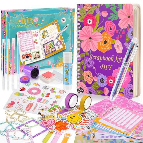 Anginne Geschenk Mädchen 4 5 6 7 8-10 Jahre, Scrapbook Zubehör Basteln Mädchen 5 6 7 8 Jahre Tagebuch Mädchen Kunst und Handwerk Kits Spielzeug ab 3-14 Jahre Mädchen