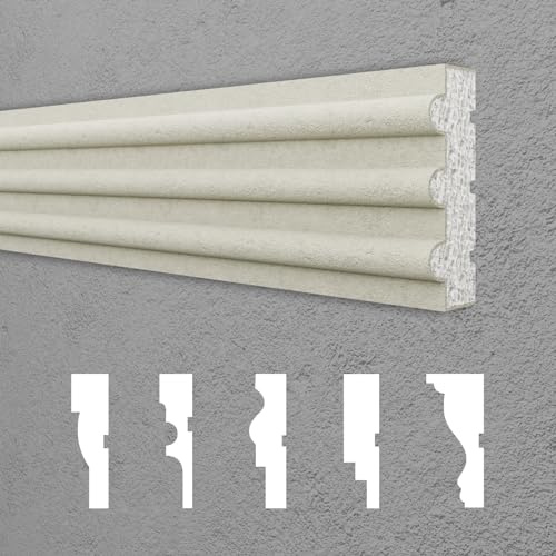 HEXIM Fassadenprofile Gesimsprofile Aussenfassade Fassadenstuck Fassadenelemente Fassade verkleiden Außenstuck - (DML-97, 50 x 150 mm, 2 Meter / 1 Profil)