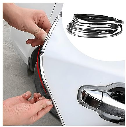 JNNJ Kantenschutz Autotür, U-Förmiger Türkantenschutz-Plattenstreifen, Zierleiste Selbstklebend Universal Auto Kontur Leiste, Kantenschutz Aus Pvc-Schutztür(Silber 5m)