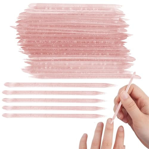 ZAMXHUG Repousse cuticule - 100 pcs bâtonnets en Bois Orange à Double extrémité pour repousser Les cuticules et Les cuticules - Outils de manucure et pédicure (Rose)