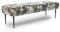 CAVADORE Sitzbank Amba, Trendige Polsterbank 2,5-sitzig für Küche, Esszimmer oder Wohnküche / Küchenbank passend zum 2,5-Sitzer Amba / 139 x 52 x 54 / Jacquard Flachgewebe: Blumenmuster Blau