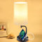 Dreamholder Bedside Lamp USB Table Lamp, Desk Lamp with USB C&A Charging Ports, Nightstand Light with Phone Stands for Bedroom Living Room, Home Office Decor, Black, Without Bulb