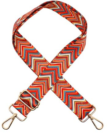 Schultergurt für Taschen Breit 3.8cm, Taschengurt Boho Verstellbar 80-143cm, Tragegurt Schulterriemen mit Karabiner für Schultertaschen Taschen Handtaschen (Rot-orange)