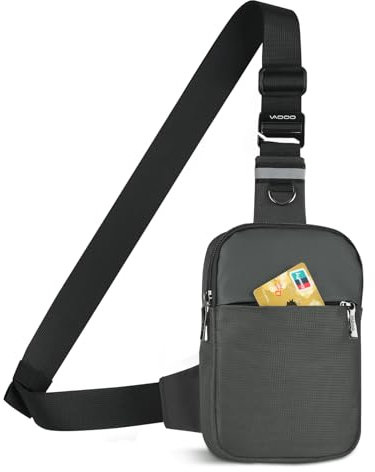 BROADREAM Sling Chest Crossbody Bag, Wasserdicht Umhängetasche Brusttasche Schultertasche Herren Damen - Handytasche mit RFID-blockierende Reißverschlusstasche Geeignet für Outdoor-Sport und Wandern