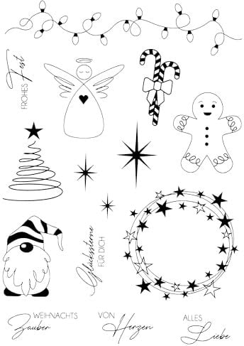 VBS Silikonstempel Weihnachtszauber, 13 Motive Klare Stempel für DIY Bullet Journal Scrapbooking Stempelset Kartengestaltung und Kartenherstellung