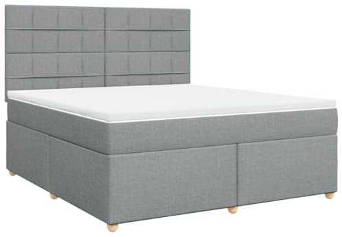 vidaXL Boxspringbett mit Matratze Hellgrau 180x200 cm Stoff