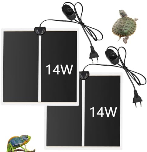MUALROUS 2 Piezas 14W Reptile Heat Mat Almohadilla térmica Impermeable para Reptiles Debajo del Tanque Almohadilla térmica de terrario para Ajuste de Temperatura para Tortugas (14W-27.7 * 27.7CM)