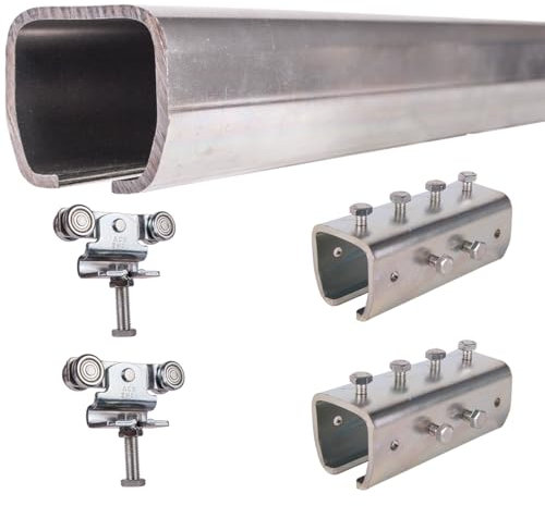 ATTAS MEA Schiebetürbeschlag Komplettset Schiebetore & Scheunentore Typ 0 bis 90 kg | 2-4-6 m |Schiebetorbeschlag | Laufschiene & Laufkatze | C Schiene für Außenbereich | ohne Halterung