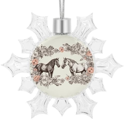 Weihnachtsdekorationsanhänger, Blumen und Pferde bedruckt, Weihnachtsanhänger, Weihnachtsdekoration zum Aufhängen
