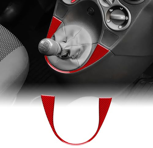 KUNGKIC Für Fiat Panda 169 2003-2011 Real Kohlefaser Auto Mittelkonsole Dekoration Panel Schalthebel Gangschaltung innerer Rahmen Aufkleber Zubehör Geschenk (Rot)