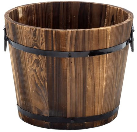 DIVAS SPIRITUAL Pot de fleurs rustique en bois 25 cm x 30 cm, pot de fleurs décoratif pour intérieur et extérieur (1016) (1)