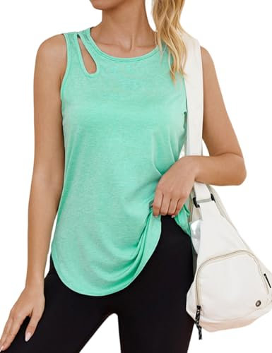 Gyabnw Sport Top Damen Locker Sportoberteil Fitness Top Gym Yoga Shirt Sommer Ärmellos Sportshirt
