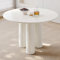 Miuuod Table à manger ronde blanche 117 cm (R) avec trois pieds stables, table simple, table basse peu encombrante pour 1 à 4 personnes, table de cuisine, table de canapé, table d'appoint pour les