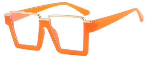 WFFZTZW Retro-Brillengestell aus Halbmetall für Damen, klares Brillengestell für Herren (Orange)