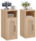 OCTTZ 2er Set Rattan Nachttisch, Schmaler Beistelltisch, Boho-Nachtschrank mit Magnetische Schranktüren, Nachttisch Holz für Wohnzimmer, Büro, Schlafzimmer, Natürliche Farbe