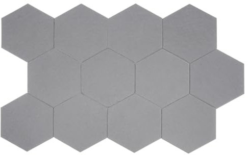 Sechseckige Akustikplatten, Selbstklebend 12 Stück für Wanddekoration und akustische Behandlung von Akustikwänden mit hoher Dichte Grau 30 x 35 x 0,9 cm