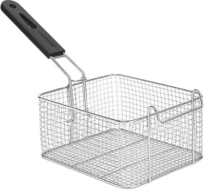 KiBcsLic Cesta para Freidora con Asa, Colador de Alimentos Portátil de Acero Inoxidable Fritas, Ideal para El Hogar, Restaurante, Alitas de Pollo, C, 19,7 cm x 17 cm x 10 cm