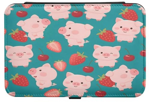 ISAOA Reise-Schmuckk?stchen ? PU-Leder, tragbare Schmuckaufbewahrungsbox mit herausnehmbarem Tablett, Erdbeer-rosa Schweinchen für Ringe, Ohrringe, Halsketten