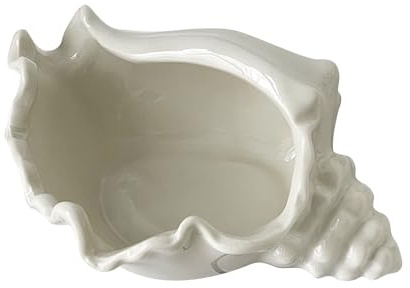 Nurnesy Blanc en Céramique Conque Coquille Bijoux Plat en Céramique Conque Bijoux de Bijoux Conque Bol Décoratif avec des Détails Exquis pour Les Idées de Stockage de Bijoux