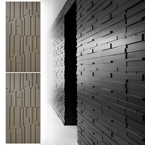 Dekorative 3D-Wandverkleidung, dekorative Wandpaneele, 3D-Holzmaserung, strukturiert, 60 x 120 cm, große 3D-Wandpaneele, PU-Wandverkleidung, wasserdichte Innen- und Außenwandverkleidung (Curry, 2