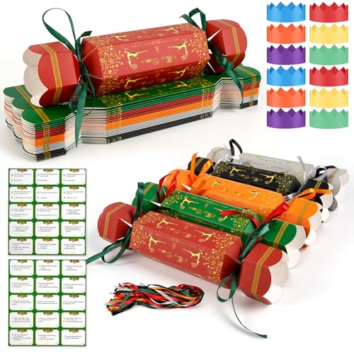 Fantasyon Knallbonbons für Weihnachten, zum Selbermachen, Knallbonbons zum Selbermachen, Knallbonbons für Weihnachten, Party, Süßigkeiten, Papierboxen, Dekorationen mit Hüten, Rätselkarten, 30 Stück