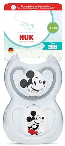 NUK Perfect Match Air Sucettes pour bébé | 18-36 mois | Sucettes orthodontiques favorisant l’aération et prévenant l’irritation | 95% d’acceptation par les bébés** | Disney Mickey Mouse | 2 unités