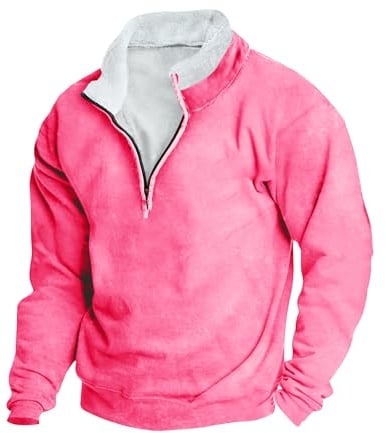 UHouse Sweat Homme sans Capuche Sport Haut Y2k Sweatshirts Col Montant Zippé Délavé Pulls Respirant Sweatshirt Automne Pull Casaul Sweats Ample Vêtement Décontracté Habit