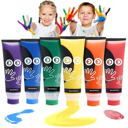 Taricor Peinture au Doigt, Non Toxique Peintures Bebe Set Avec Attachement Éponge, Encre Empreinte Bébé Peinture Lavable pour Enfants Convient Cadeau pour Bébé, Peinture à la Main (ouleur-B)