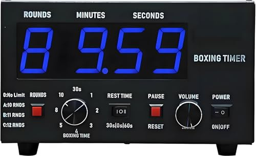 Temporizador Clásico De Boxeo, Temporizador Profesional para Gimnasio con Pantalla LED, Temporizador Portátil De Boxeo con Sonido Ajustable Y Cronómetro Blue