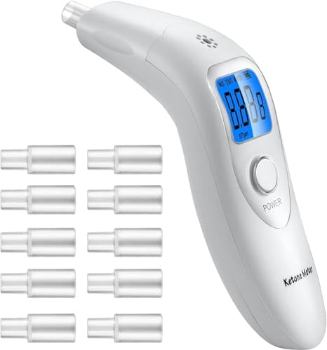 Ketone Messgerät, 10 Mundstücke, 6-Stufen-LCD, 32 Werte, 0–99 PPM Messung