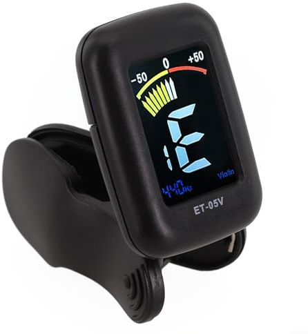 Solaughguy Digitales Stimmgerät für Violine, Violine, Cello, Kontrabass, tragbar, 360° drehbar, chromatisches Stimmgerät mit Akku, A0-C8 Reihe,