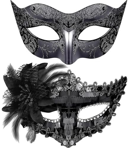 Vesavifaka Maskenball Masken Set für Paare, Venezianische Party Maske als Kostümmaske für Damen und Herren, Geeignet für Halloween und Karneval Mardi Gras