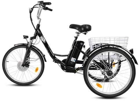 Snokco M300 Elektrisches Dreirad für Erwachsene, 24 x 2,125 Reifen, 36 V 15 Ah abnehmbarer Akku, Drei-Geschwindigkeitssystem und sieben Gänge, Elektrofahrrad, Camping Dreirad