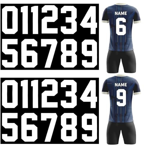 22Pcs Iron on Numbers, Fade Resistant Iron on Numbers for Football Shirts Heat Transfer Number 0 to 9 for Jersey Clothing, Team Uniforms, Craft Projects