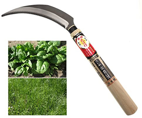 Falcetto Manuale Dentato in Acciaio Giapponese SK-5 Raccogli Verdure Tenere Spinaci Insalata Erba Diserbo Falce Strumento di Giardinaggio Falcetti Fabbricato in Giappone