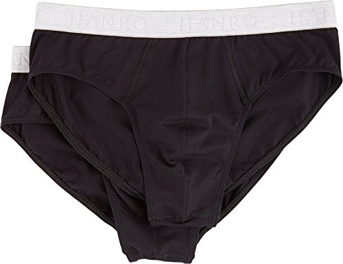 HANRO Men's Cotton Essentials 2-Pack Brief, Black, Large