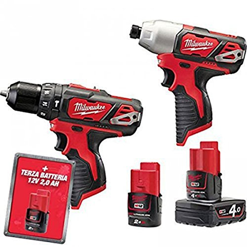 Milwakee KIT 12V - TRAPANO CON PERCUSSIONE + AVVITATORE AD IMPULSI MILWAUKEE