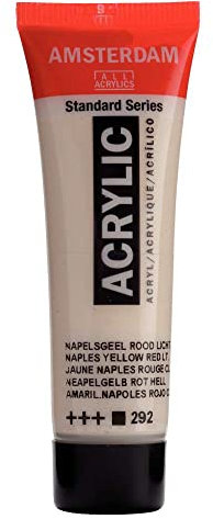 Amsterdam Tube de peinture acrylique Standard Series - Jaune de Naples Rouge clair 292-20 ml - Haute qualité, résistance à la lumière, viscosité moyenne - Acrylique polyvalente pour artistes