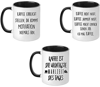 3er Set Kaffeetassen - TassenTicker® - hochwertige Qualität