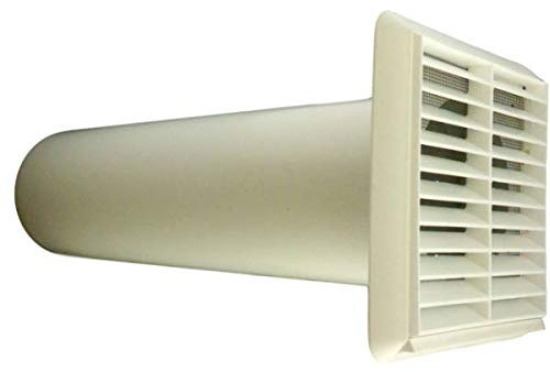 Through Wall Fan Vent Grille Cover & Solid Ducting Pipe Kit 100mm for Extractor Fan (White)