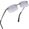 grinderPUNCH Kleine schlanke 90er beliebte neunziger rechteckige Sonnenbrille klare randlose Brille (Gunmetal Frame - Smoke)