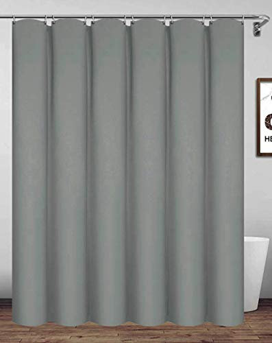 Homehold Tenda da doccia grigia con ganci, tenda da bagno impermeabile in poliestere extra lunga 180x220cm